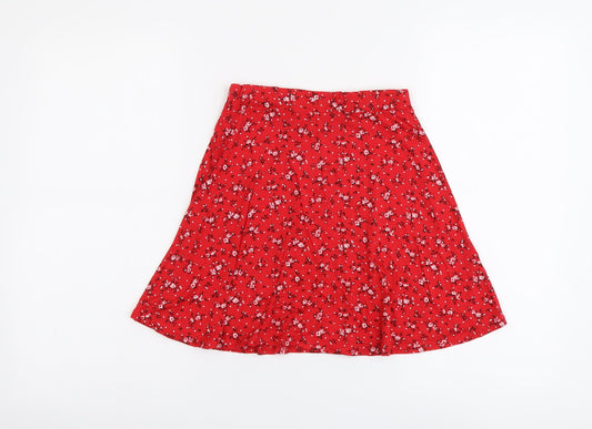 PRETTYLITTLETHING Womens Red Floral Viscose A-Line Skirt Size 6