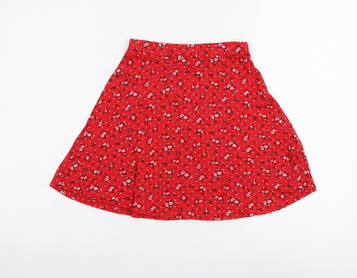 PRETTYLITTLETHING Womens Red Floral Viscose A-Line Skirt Size 6