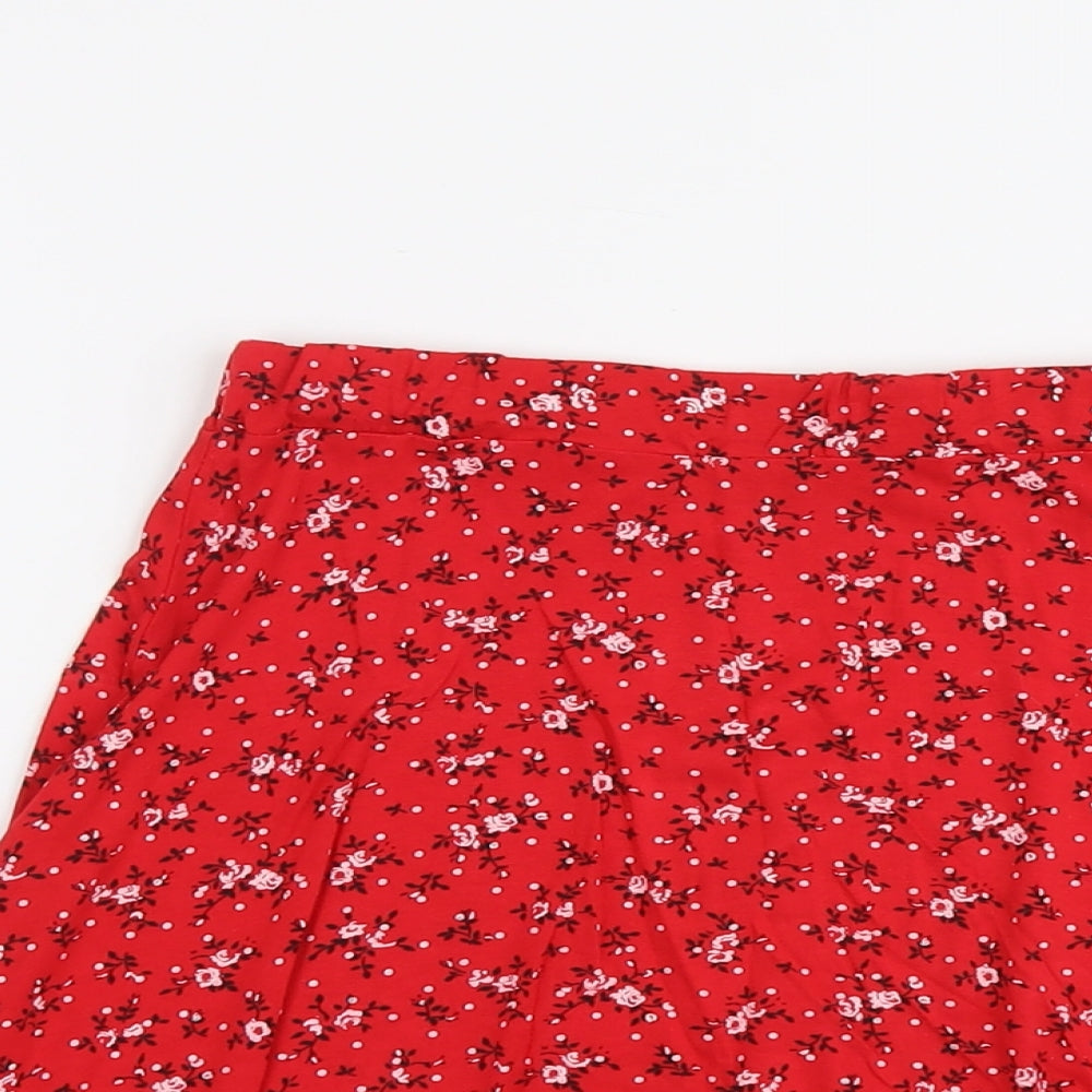 PRETTYLITTLETHING Womens Red Floral Viscose A-Line Skirt Size 6