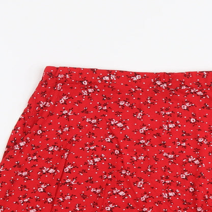 PRETTYLITTLETHING Womens Red Floral Viscose A-Line Skirt Size 6