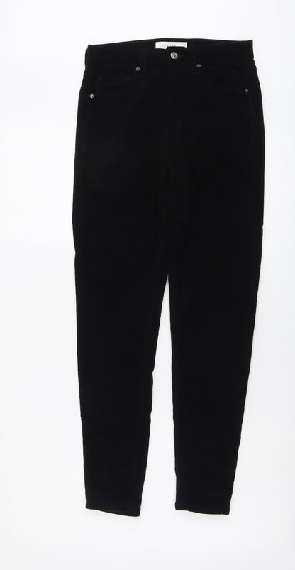 Topshop Womens Black Cotton Trousers Size 28 in L27 in Regular Button