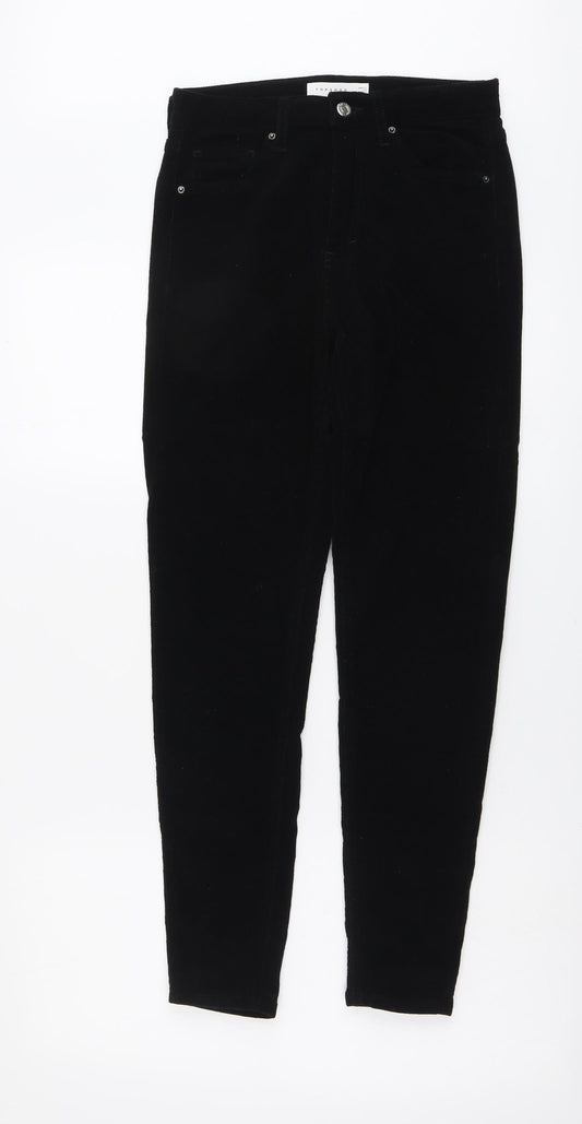 Topshop Womens Black Cotton Trousers Size 28 in L27 in Regular Button