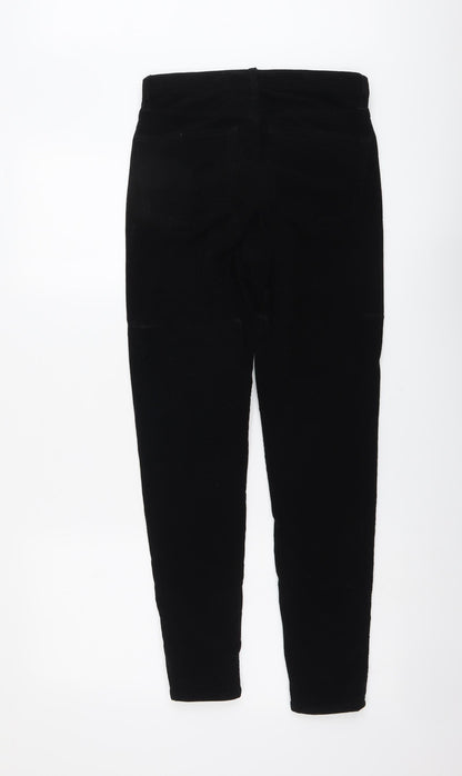 Topshop Womens Black Cotton Trousers Size 28 in L27 in Regular Button