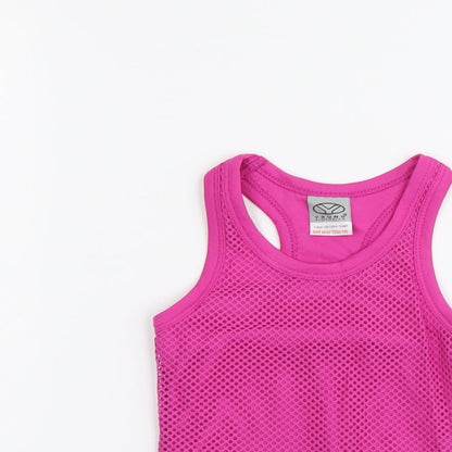 Young Dimension Girls Pink Polyester Basic Tank Size 7-8 Years Round Neck Pullover