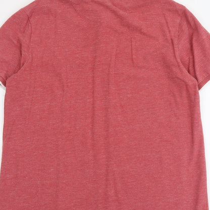 Nutmeg Mens Pink Cotton Polo Size L Collared Button