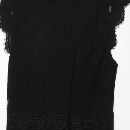 H&M Womens Black Polyamide Shift Size L Mock Neck Zip
