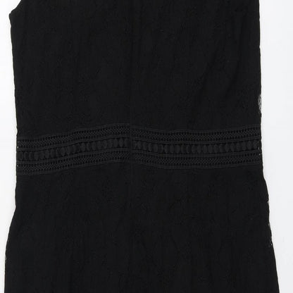 H&M Womens Black Polyamide Shift Size L Mock Neck Zip