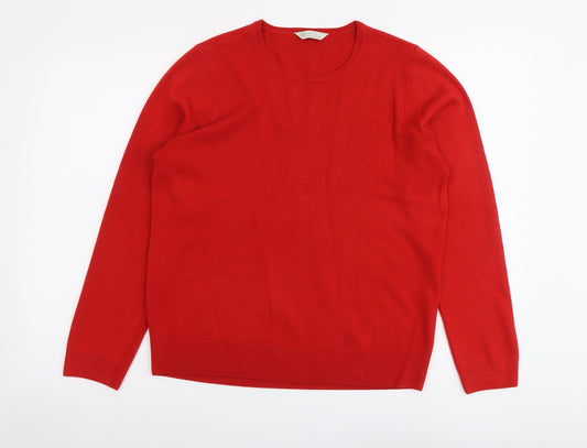 BHS Womens Red Round Neck Acrylic Pullover Jumper Size 16