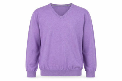 JP.Cole Mens Purple V-Neck Cotton Pullover Jumper Size L Long Sleeve