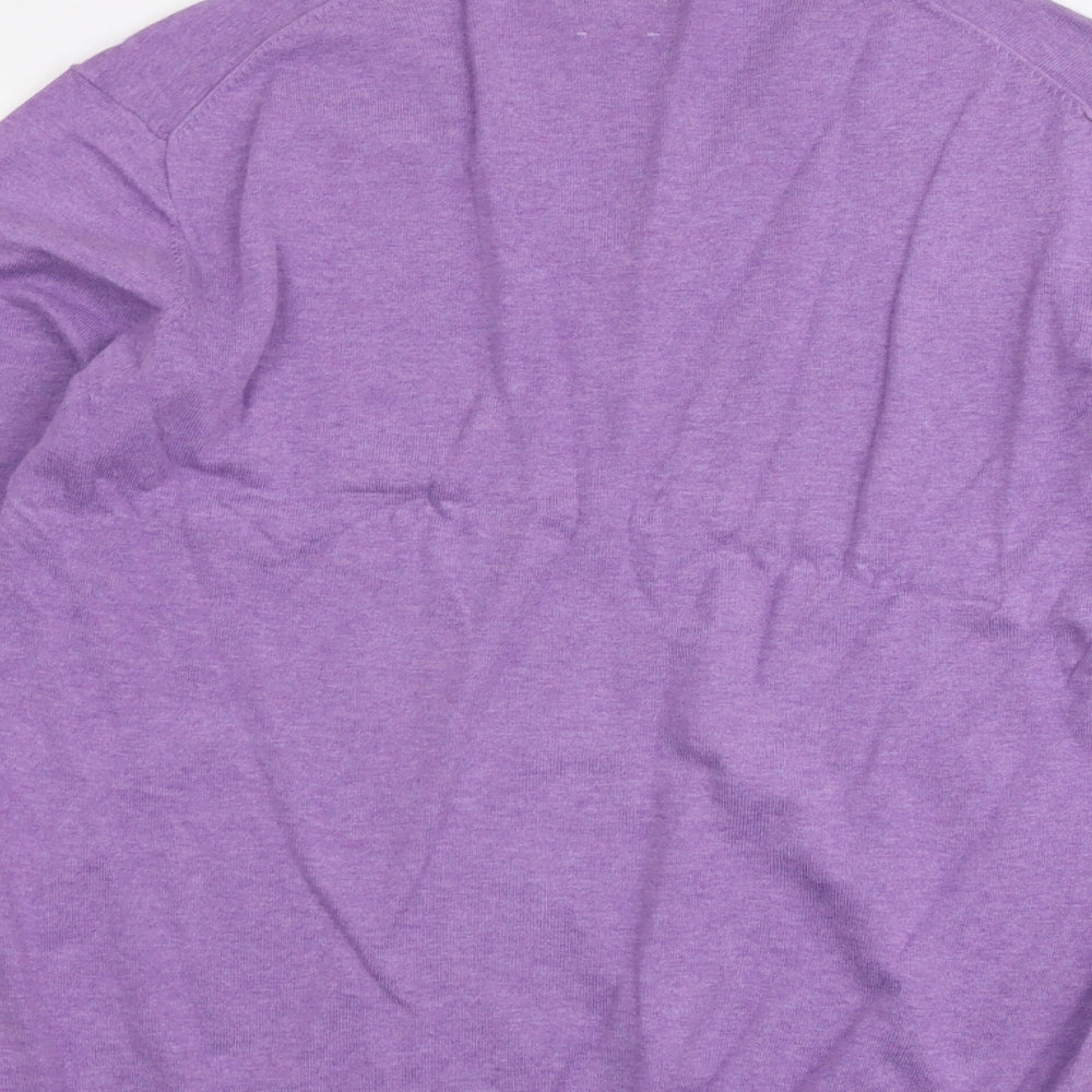 JP.Cole Mens Purple V-Neck Cotton Pullover Jumper Size L Long Sleeve