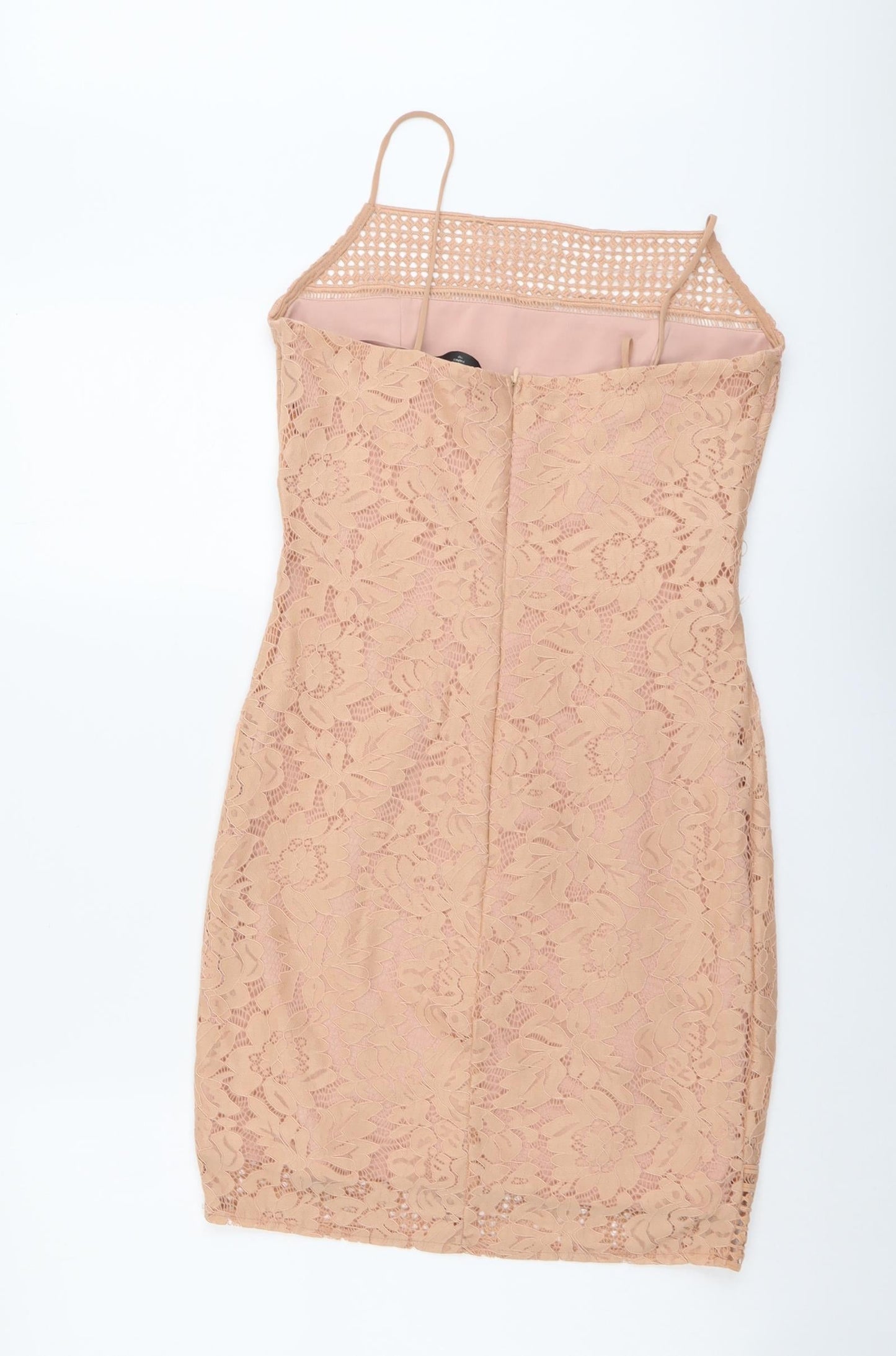 AX Paris Womens Pink Geometric Polyester Bodycon Size 10 Square Neck Zip