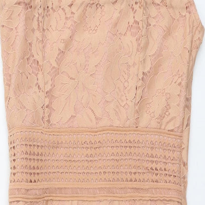 AX Paris Womens Pink Geometric Polyester Bodycon Size 10 Square Neck Zip