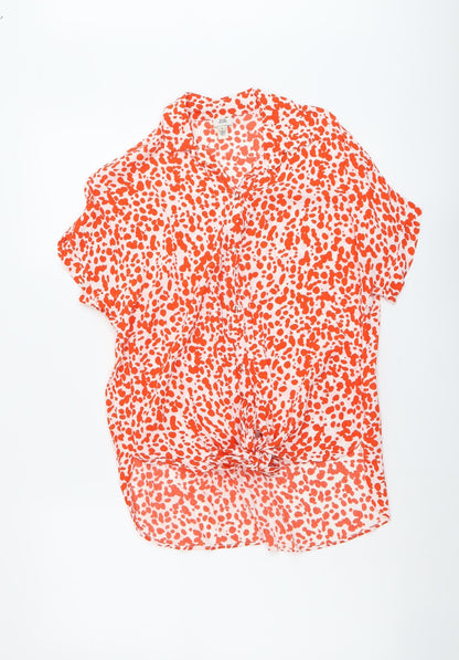 Womens UK Size 8 River Island Orange Basic Button-Up