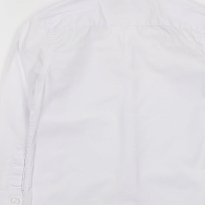 Marks and Spencer Boys White Cotton Basic Button-Up Size 7-8 Years Collared Button