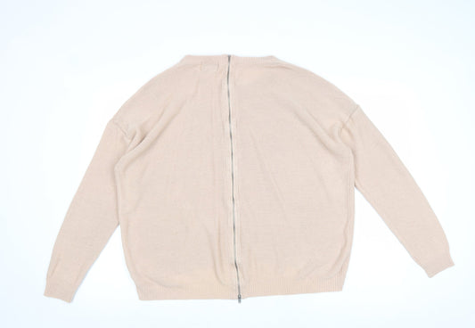 Papaya Womens Pink Boat Neck Acrylic Pullover Jumper Size L