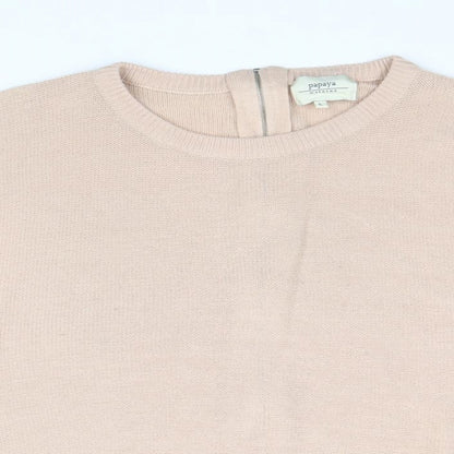 Papaya Womens Pink Boat Neck Acrylic Pullover Jumper Size L