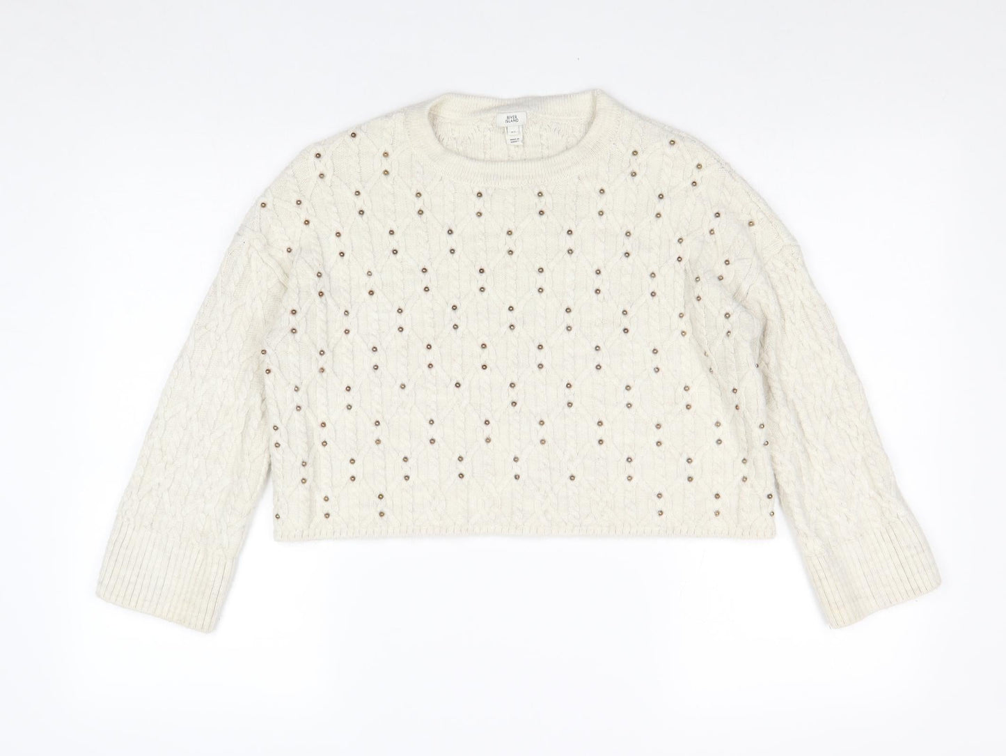 Womens UK Size XS River Island Beige Pullover Jumper