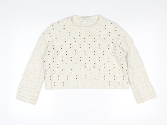 Womens UK Size XS River Island Beige Pullover Jumper