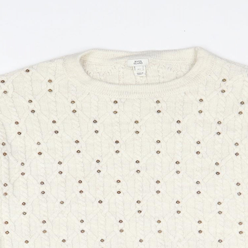 Womens UK Size XS River Island Beige Pullover Jumper