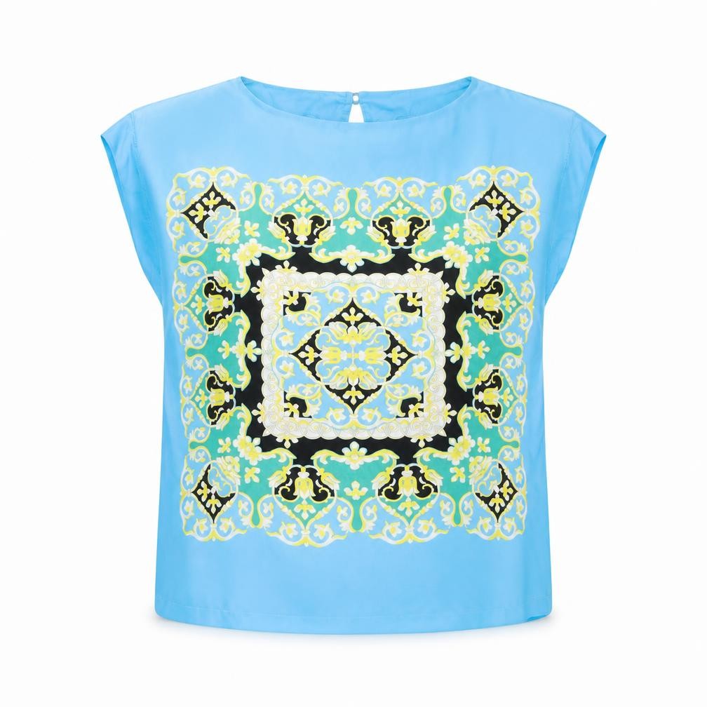 Womens UK Size M Mango Blue Basic Blouse