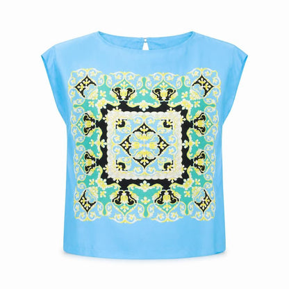 Womens UK Size M Mango Blue Basic Blouse