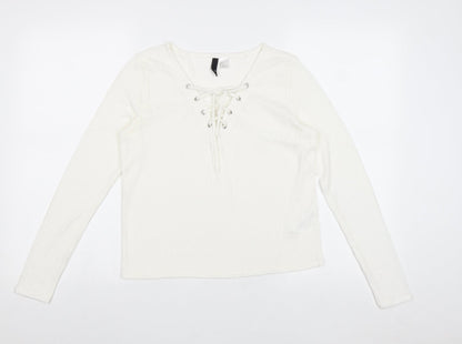 Womens UK Size S Divided by H&M Ivory Basic Blouse