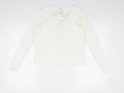 Womens UK Size S Divided by H&M Ivory Basic Blouse