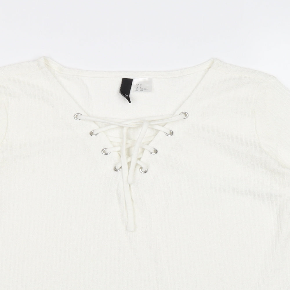 Womens UK Size S Divided by H&M Ivory Basic Blouse