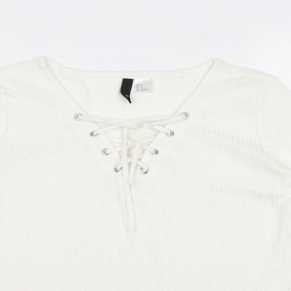 Womens UK Size S Divided by H&M Ivory Basic Blouse