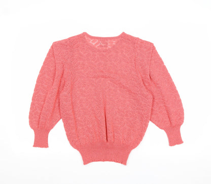 Quime Womens Pink Round Neck Acrylic Pullover Jumper Size 10