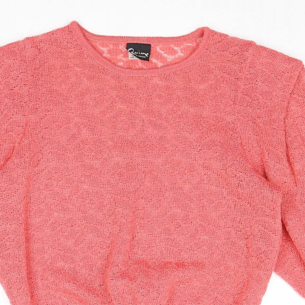 Quime Womens Pink Round Neck Acrylic Pullover Jumper Size 10