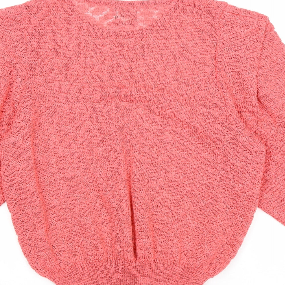 Quime Womens Pink Round Neck Acrylic Pullover Jumper Size 10