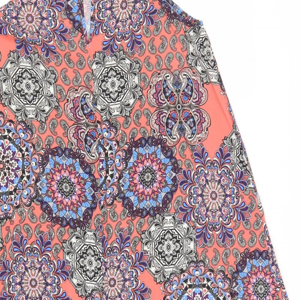 Atmosphere Womens Multicoloured Geometric Viscose Tank Dress Size 8 Square Neck Button