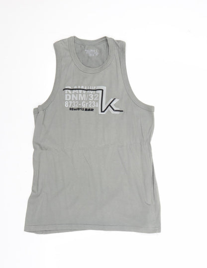 Preworn Mens Grey Cotton T-Shirt Size M Round Neck