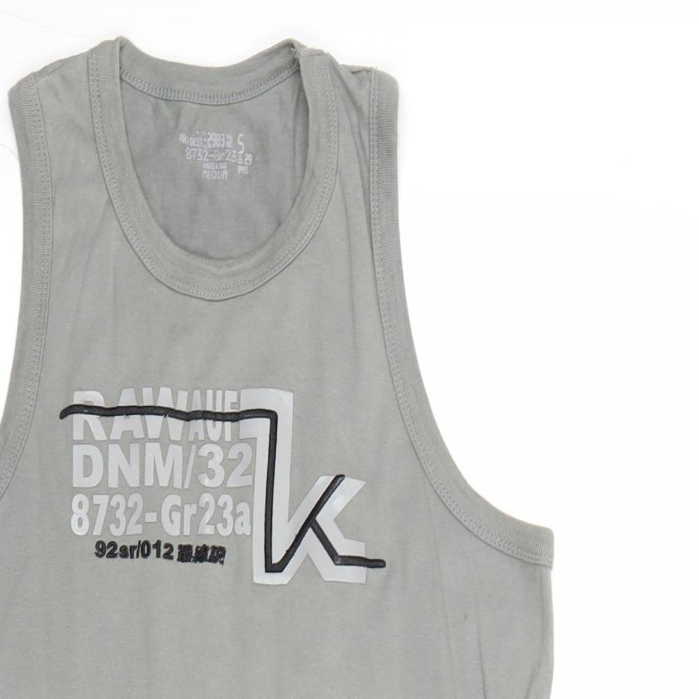 Preworn Mens Grey Cotton T-Shirt Size M Round Neck