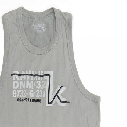 Preworn Mens Grey Cotton T-Shirt Size M Round Neck