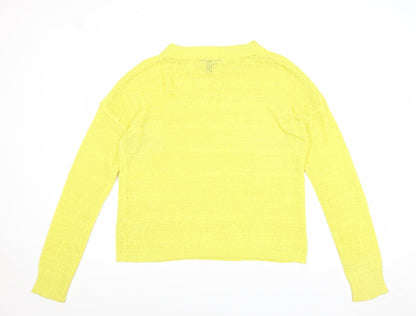 Atmosphere Womens Yellow Boat Neck Acrylic Pullover Jumper Size 14
