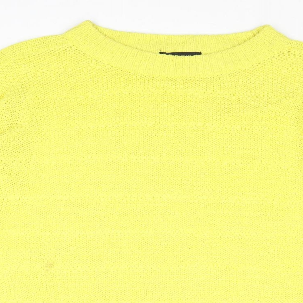 Atmosphere Womens Yellow Boat Neck Acrylic Pullover Jumper Size 14