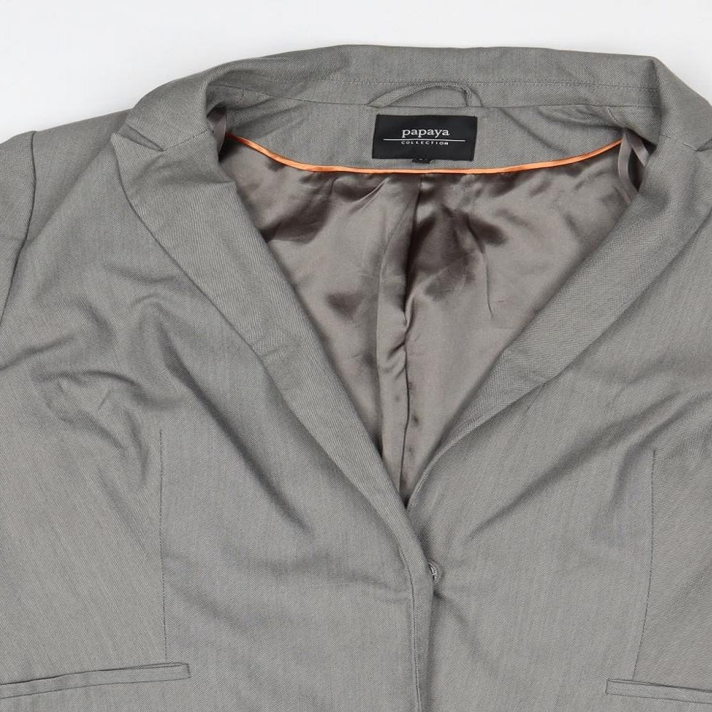 Papaya Womens Grey Polyester Jacket Blazer Size 16