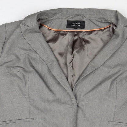 Papaya Womens Grey Polyester Jacket Blazer Size 16