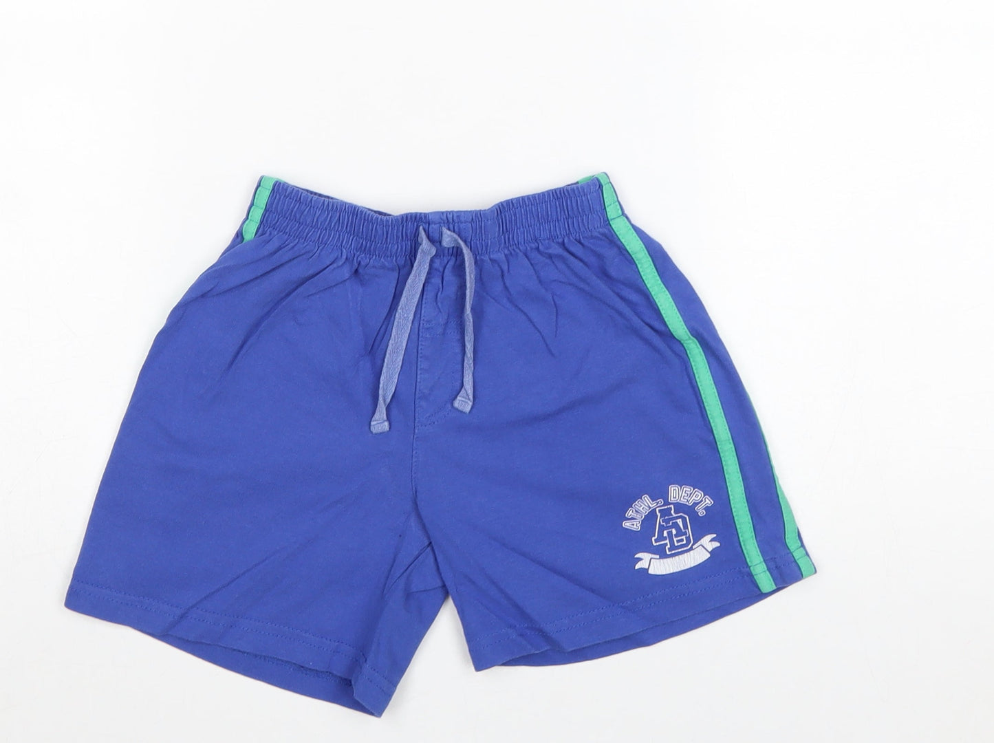 TU Boys Blue Striped Cotton Sweat Shorts Size 5 Years Regular Drawstring - Waist 20, Athl. Dept.