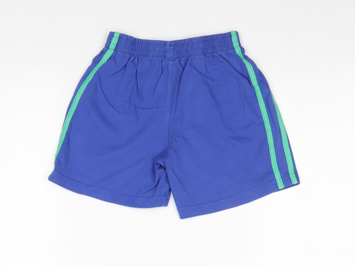 TU Boys Blue Striped Cotton Sweat Shorts Size 5 Years Regular Drawstring - Waist 20, Athl. Dept.