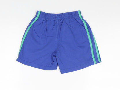 TU Boys Blue Striped Cotton Sweat Shorts Size 5 Years Regular Drawstring - Waist 20, Athl. Dept.