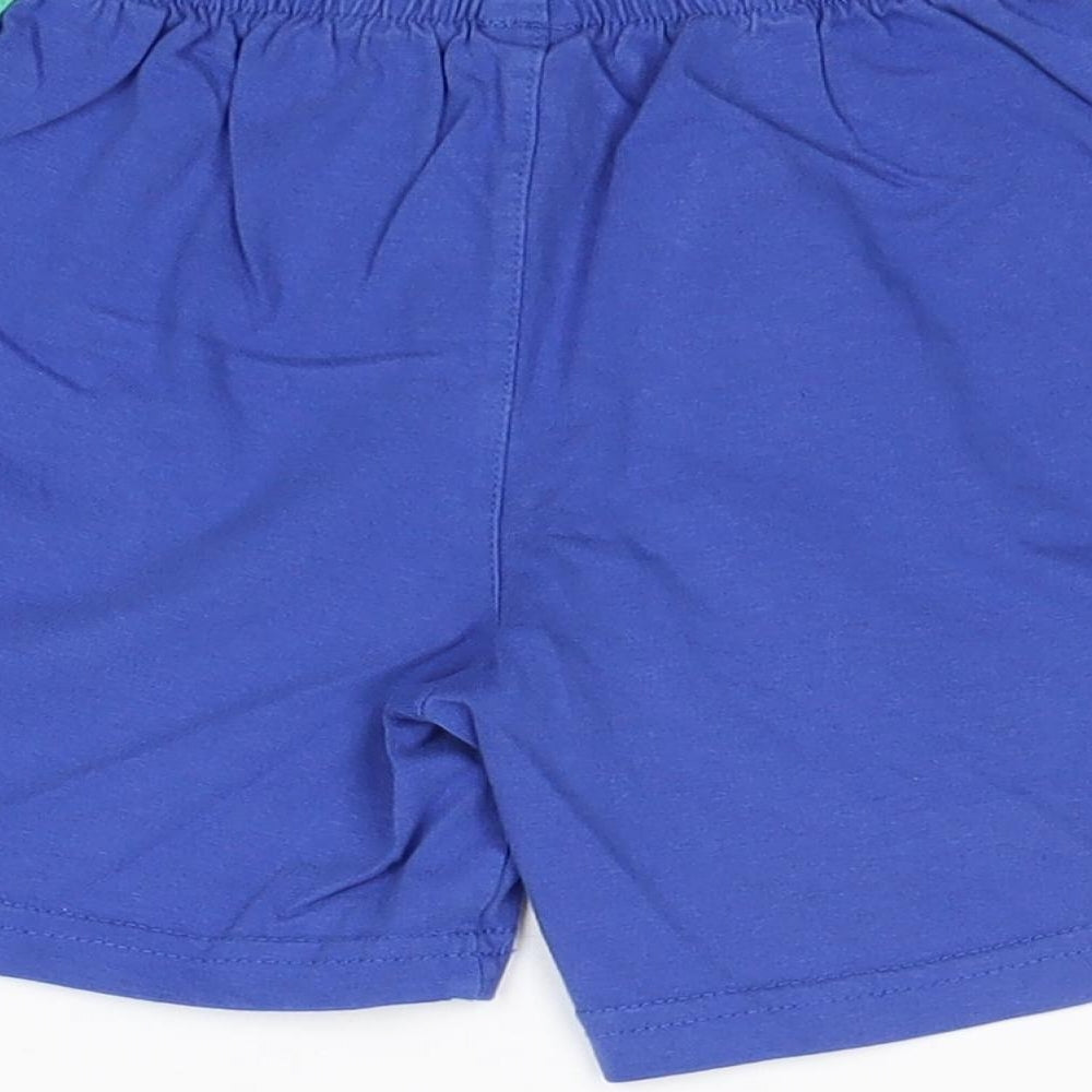 TU Boys Blue Striped Cotton Sweat Shorts Size 5 Years Regular Drawstring - Waist 20, Athl. Dept.
