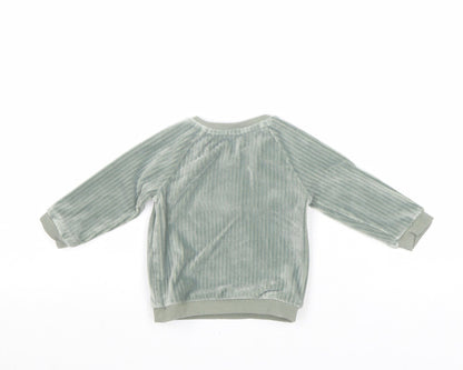 TU Boys Green Polyester Basic T-Shirt Size 3-6 Months Round Neck Button