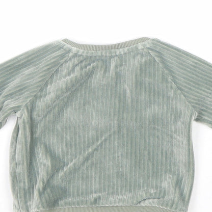 TU Boys Green Polyester Basic T-Shirt Size 3-6 Months Round Neck Button