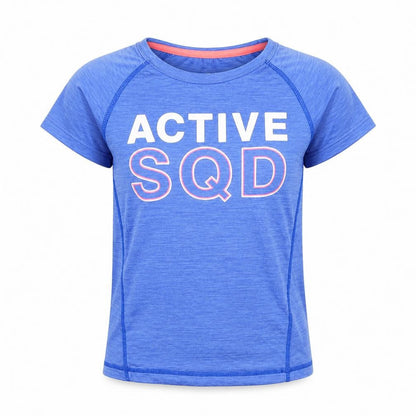H&M Girls Blue Polyester Basic T-Shirt Size 7-8 Years Round Neck Pullover - Active Squad