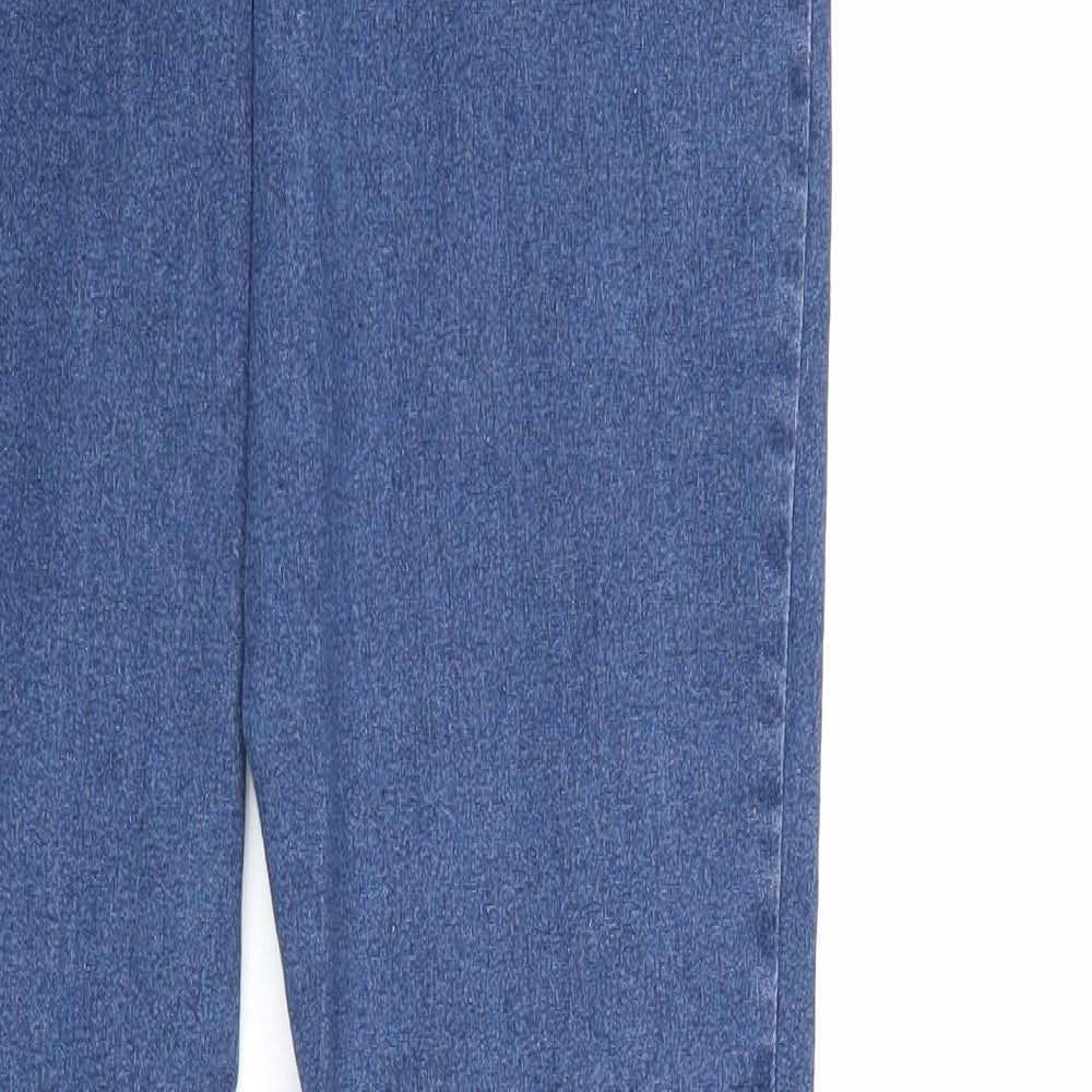 Denim & Co. Womens Blue Cotton Straight Jeans Size 14 Regular Zip