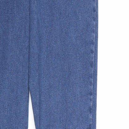 Denim & Co. Womens Blue Cotton Straight Jeans Size 14 Regular Zip