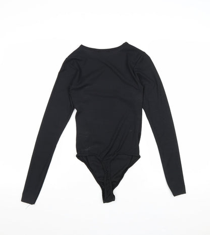 Boohoo Womens Black Polyester Bodysuit One-Piece Size 6 Drawstring